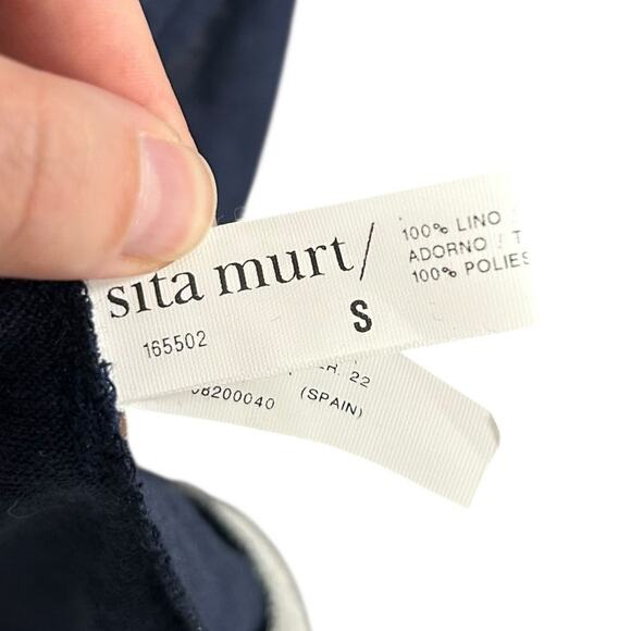 Sita Murt Navy Blue Gray Open Front Lightweight Cardigan Sweater Womens Small - Picture 4 of 6